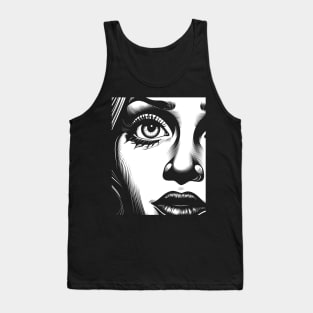 Pop art girl portrait in monochrome Tank Top